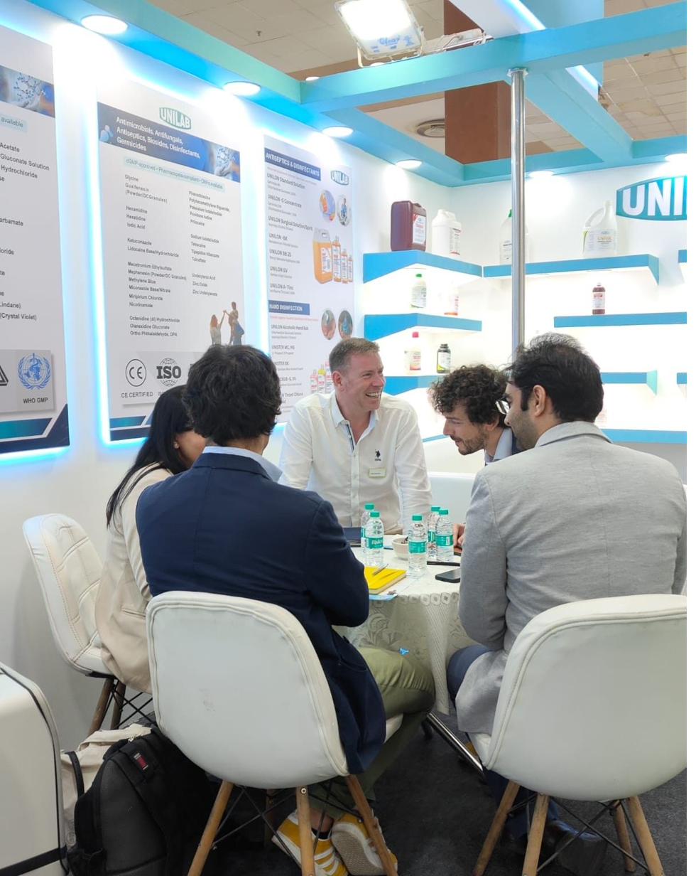 Unilab team meeting clients at CPHI India 2025